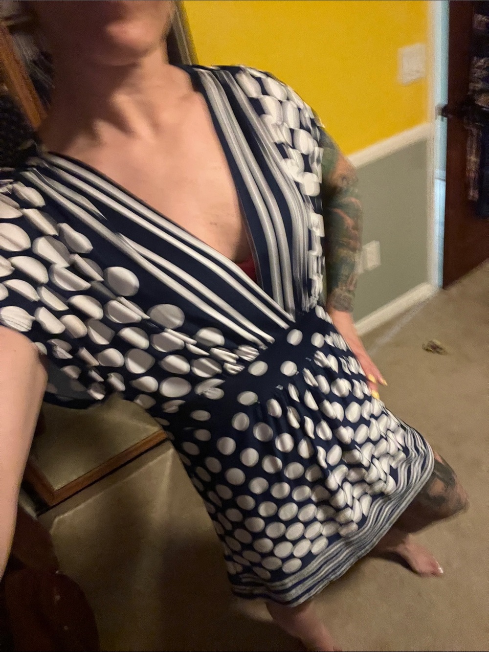 Poetry Navy and White Mixed-Print Mini Dress